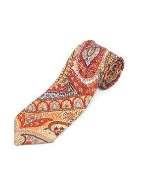 ITALO FERRETTI Floral Paisley Brown Orange Red Men's Silk Neck Tie